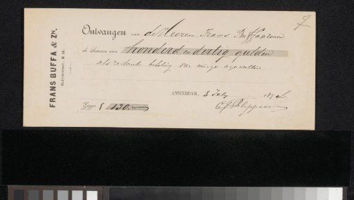 Receipt for Karel Frans Philippeau