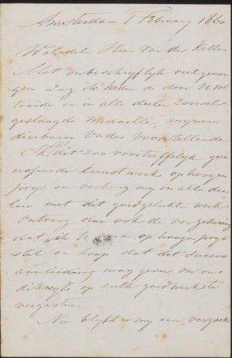 Letter to Johan Philip van der Kellen