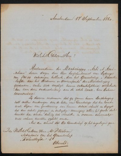 Letter to Pieter Verloren van Themaat