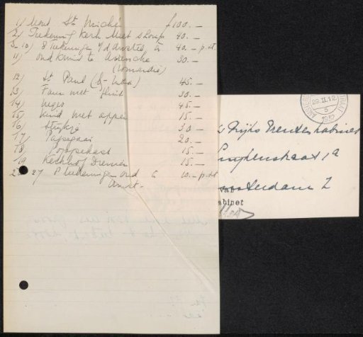 Letter to Jonkheer Hendrik Teding van Berkhout (1879-1969)
