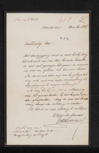 Letter to Christiaan Kramm