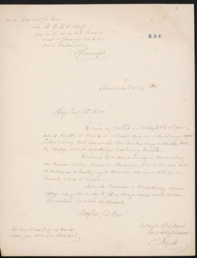 Letter to G.M.C. Hooft, secretary of the committee of the Exhibition of Living Masters in The Hague