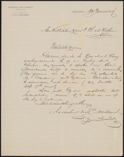 Letter to Johan Philip van der Kellen