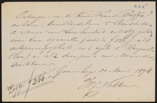 Receipt for Frans Buffa and Sons