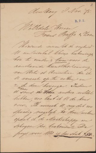 Letter to Frans Buffa and Sons