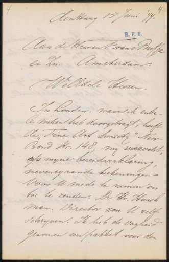 Letter to Frans Buffa and Sons