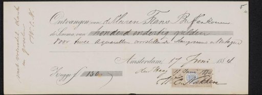 Receipt for Willem Carel Nakken