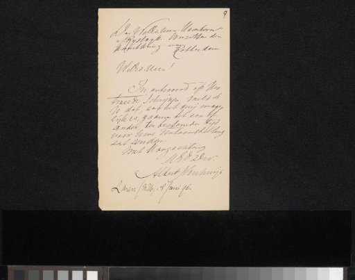 Letter to Pieter Haverkorn van Rijsewijk