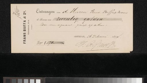 Receipt for Johan Conrad Greive