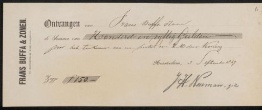 Receipt for Johan Heinrich Neuman