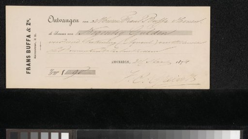 Receipt for Johan Conrad Greive