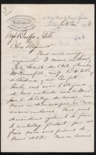 Letter to Frans Buffa and Sons