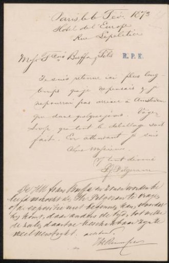 Letter to Frans Buffa and Sons