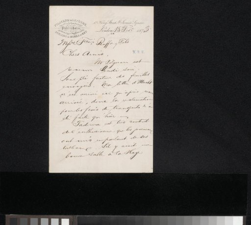 Letter to Frans Buffa and Sons