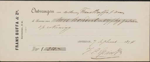 Receipt for Johan Conrad Greive