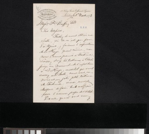 Letter to Frans Buffa and Sons