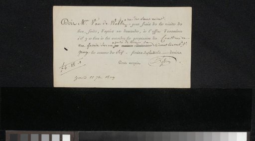 Letter to Mr. van de Walle