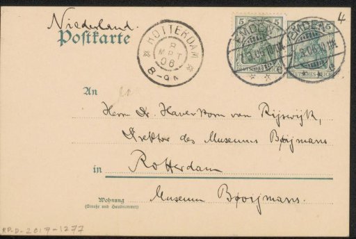 Postcard to Pieter Haverkorn van Rijsewijk