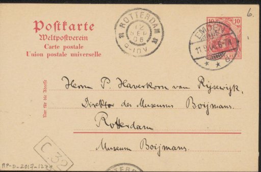 Postcard to Pieter Haverkorn van Rijsewijk