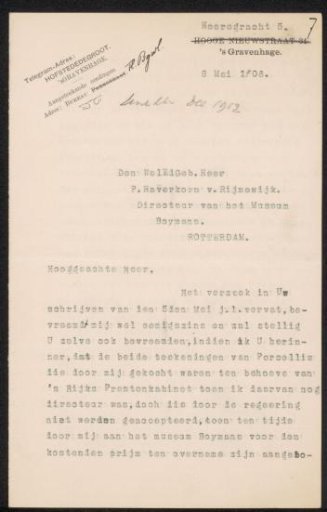 Letter to Pieter Haverkorn van Rijsewijk
