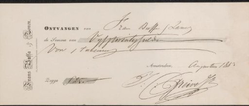 Receipt for Johan Conrad Greive