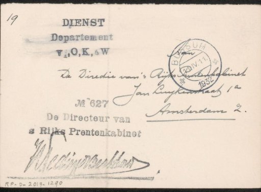 Letter to Jonkheer Hendrik Teding van Berkhout (1879-1969)