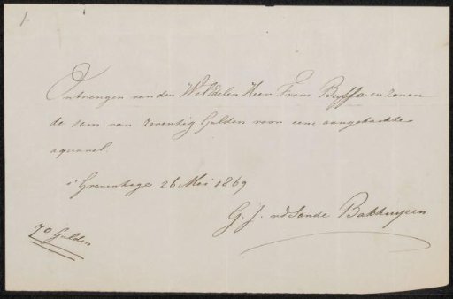 Receipt for Gerardine Jacoba van de Sande Bakhuyzen
