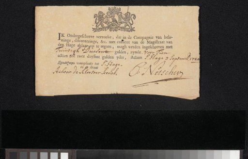Enrollment ticket of Constantijn Netscher