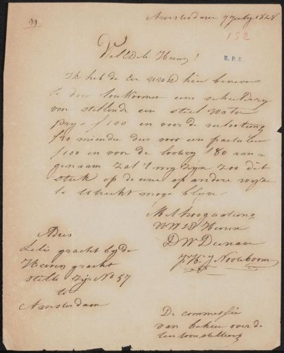 Letter to the committee of the Exhibition of Living Masters in Utrecht