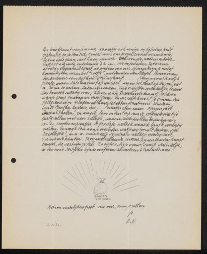 Letter to jonkheer Hendrik Teding van Berkhout (1879-1969)