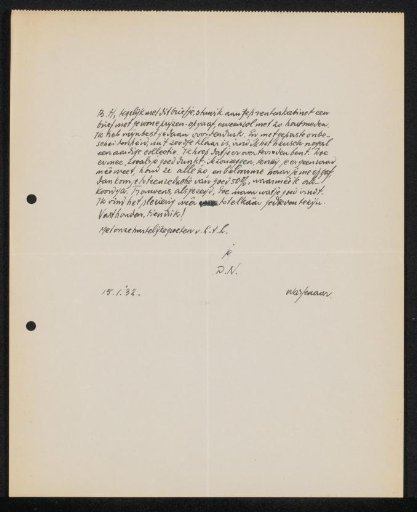 Letter to jonkheer Hendrik Teding van Berkhout (1879-1969)