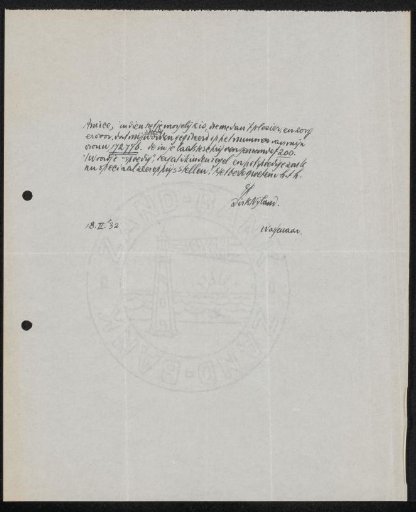 Letter to jonkheer Hendrik Teding van Berkhout (1879-1969)