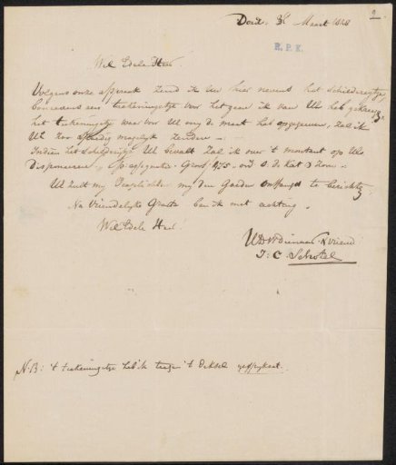 Letter to Adrianus David Schinkel