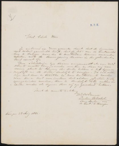 Letter to Jacob Jan van der Maaten