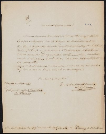 Letter to the adjutant of William II (King of the Netherlands)