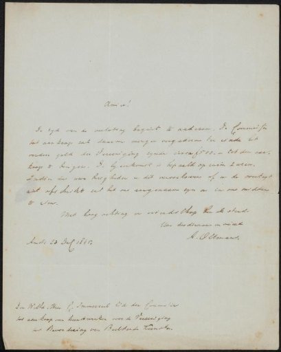 Letter to Christiaan Immerzeel