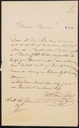 Letter to Johannes Jacobus Franciscus Wap