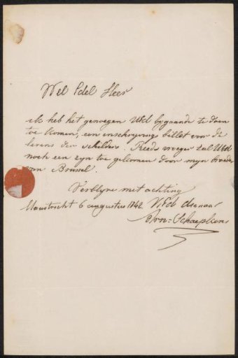 Letter to Charles Henri Immerzeel