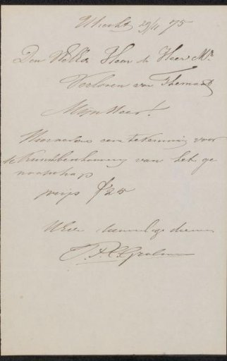 Letter to Pieter Verloren van Themaat