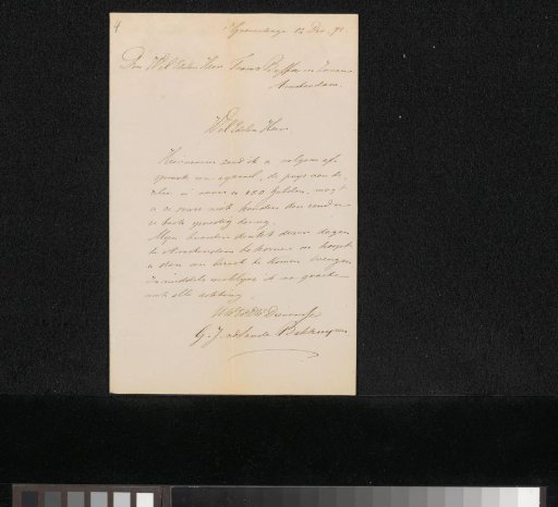 Letter to Frans Buffa and Sons