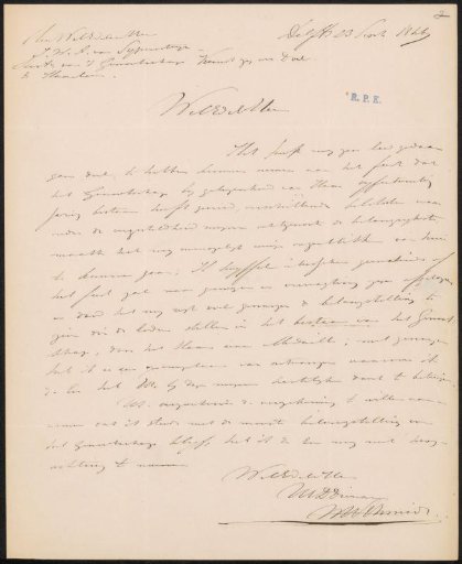 Letter to J.W.A. van Sijpesteijn, secretary of the Society of Drawing Art, Art as our goal