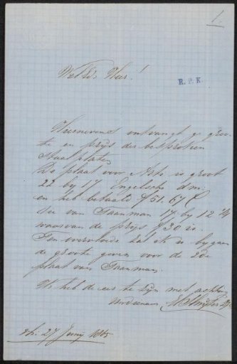 Letter to Frans Buffa en Zonen