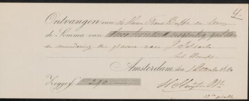 Receipt for Hendrik D. Jzn Sluyter