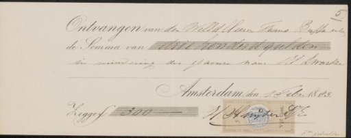 Receipt for Hendrik D. Jzn Sluyter