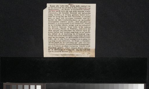Newspaper clipping concerning Gerard van Spaendonck