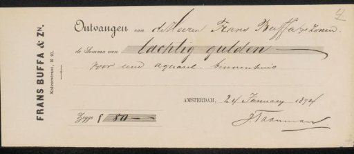 Receipt for Jacob Taanman