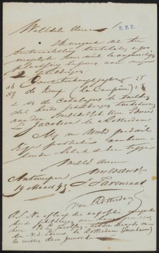 Letter to the Committee of the Exhibition of Living Masters in The Hague