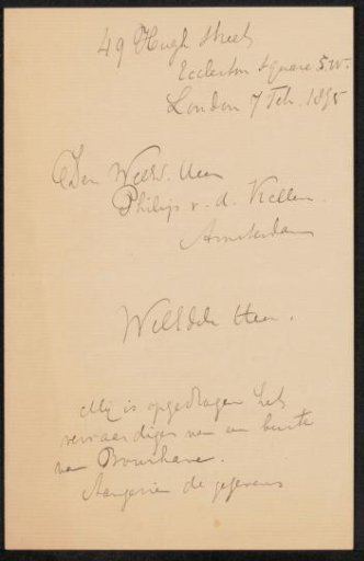 Letter to Johan Philip van der Kellen