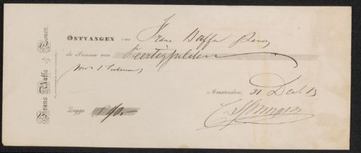 Receipt for Cornelis Springer