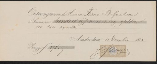 Receipt for Cornelis Springer